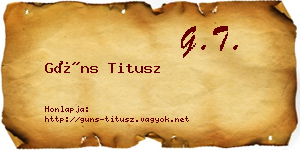 Güns Titusz névjegykártya